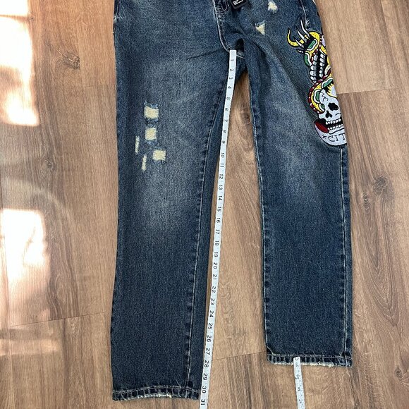 NEW Ed Hardy NYC Skull Snake Eagle Tattoo Slim Fit Distressed Jeans - Picture 13 of 13